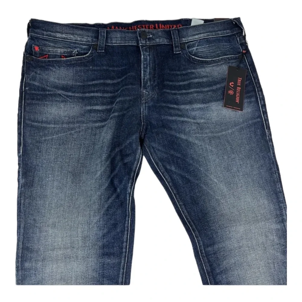 NWT True Religion/Man U Rocco Relaxed Skinny Blue Indigo Jeans Mens Size‎ 44X32